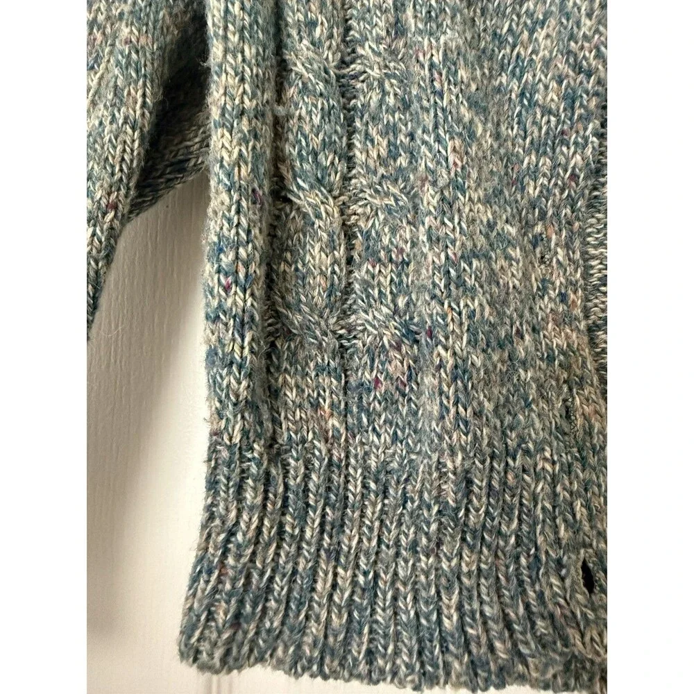 Honors Womens M Marled Wool Blend Cardigan Shawl Collar Cable Knit Vintage